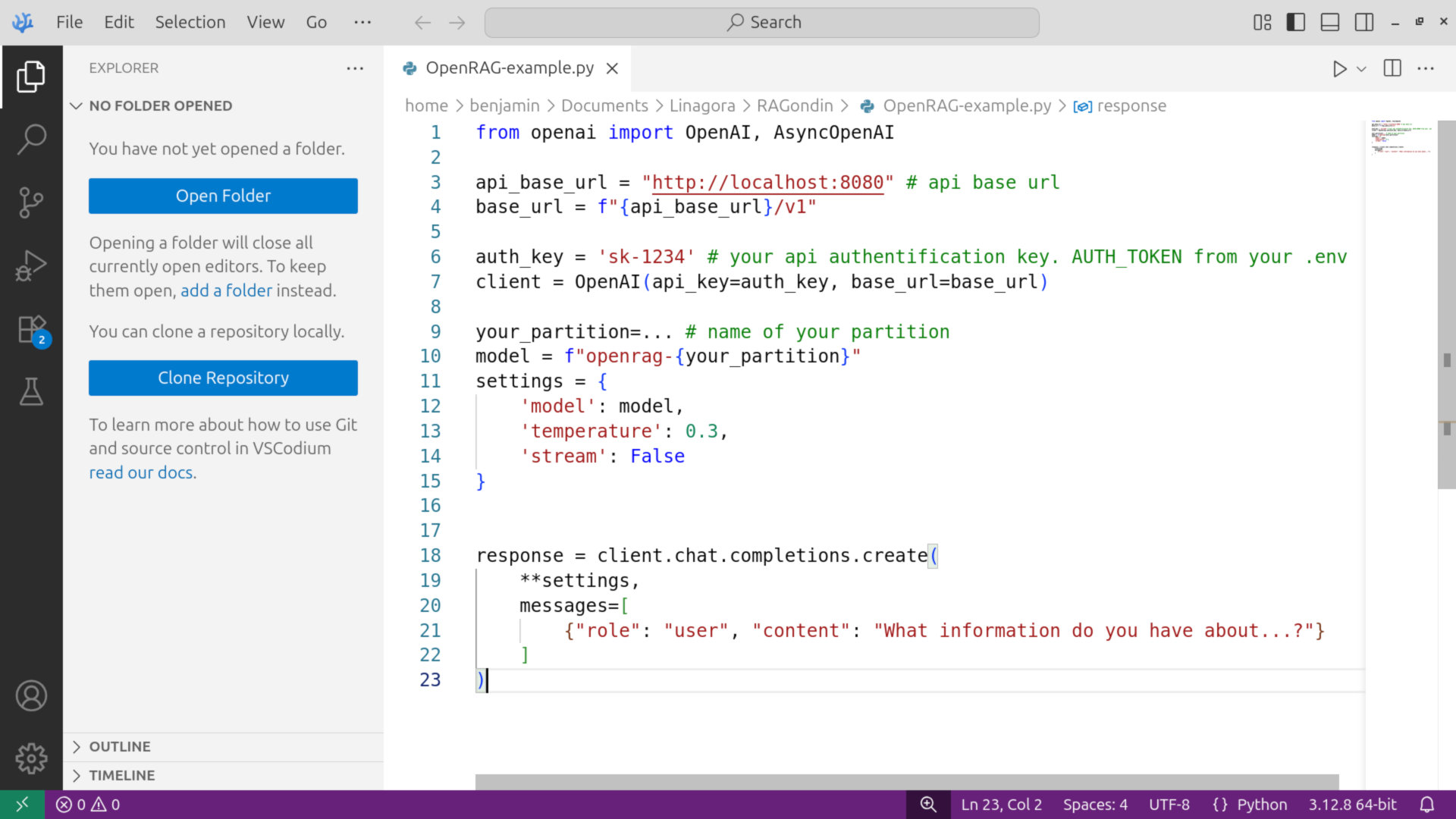Python Script (VSCodium)